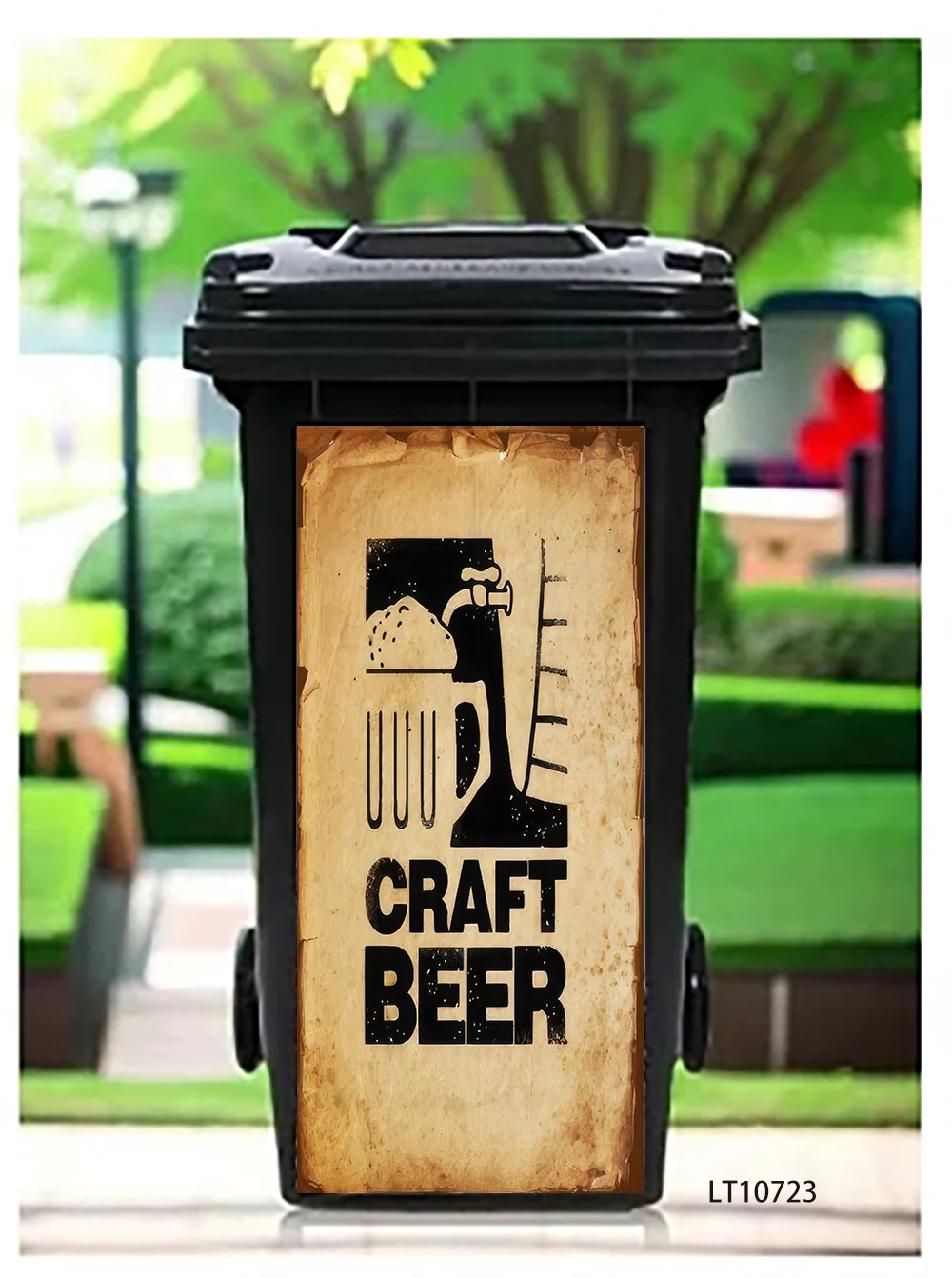 Black & White Hexagon Trash Can Sticker, Modern Mosaic Design Waterproof Removable Outdoor Garbage Bin Decor