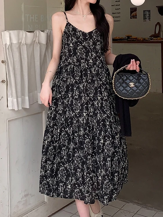 

plus Size Casual Loose Floral Print ter Dr Women Summer Trendy Long Skirt Korean Sle A-Line Dr for Younger Looking