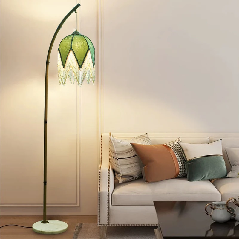 Retro national style homestay bedroom living room atmosphere light creative tassel bedside vertical
