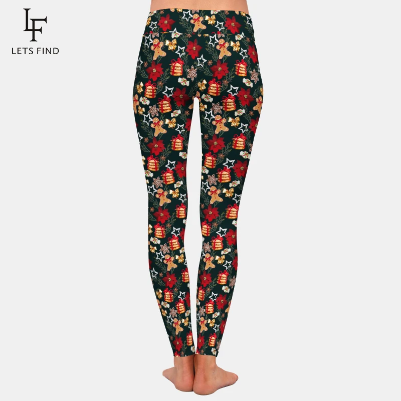 LETSFIND Winter New Gingerbread Design High Waist Women Pants Fashion 3D Christmas Element Print Fitness Slim Stretch Leggings