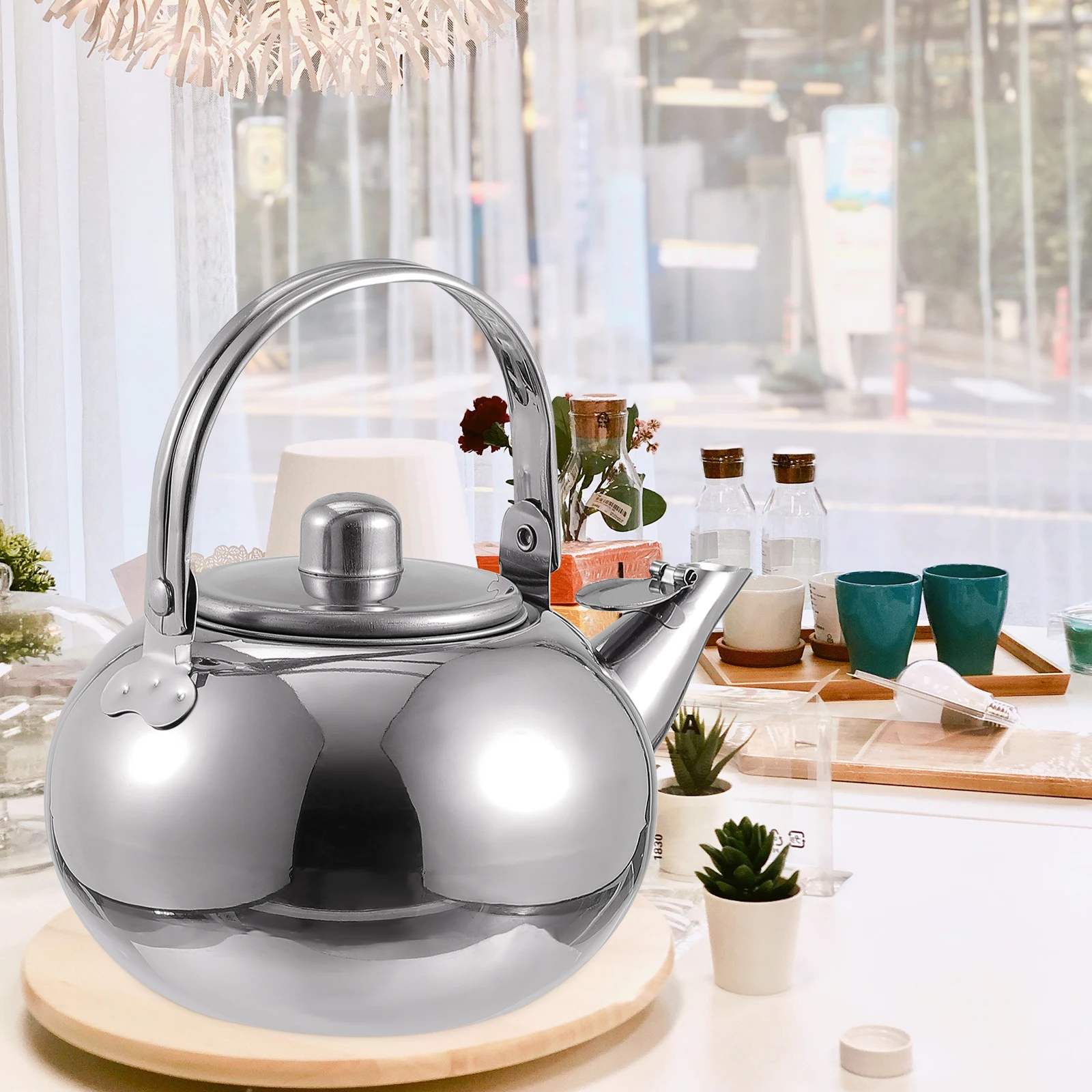 

1pc Stainless Steel Teapot 14cm Golden 1L Safe Portable Kitchen Bar Home Use Tea Kettle Strainer Enjoy Relax