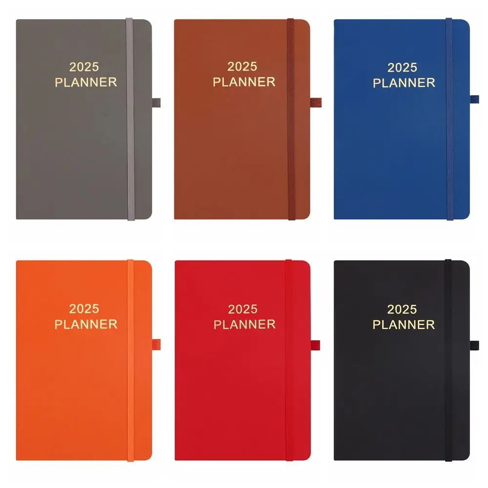 Schedule Journal 2025 Planner Notebook Daily Planner Reminder with Straps Calendar Notebook Efficiency PU Diary Book Office