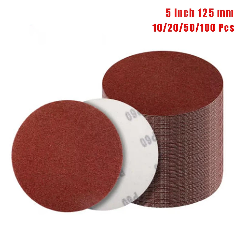 5 Inch 125mm Sanding Discs Quick Change Polishing Pads For Air Polisher Grinding Rotary Tools Abrasive Sandpaper 10-100 Pcs