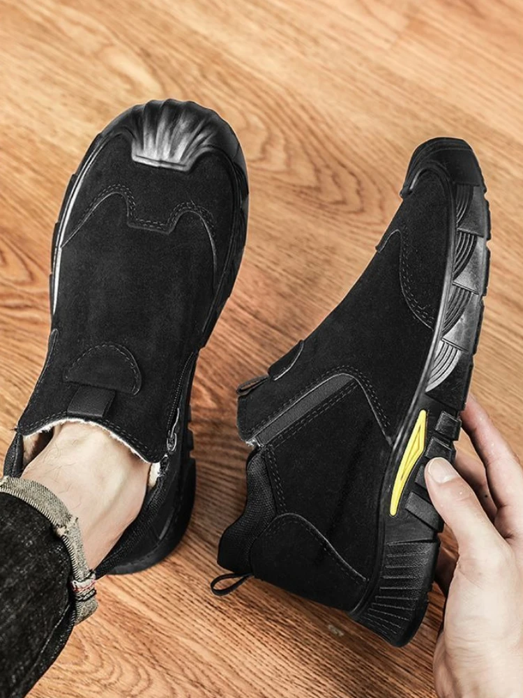 

2025 Spring Men's Labor Protection Shoes No Steel Toe Dirt Resistant Job Site Slip On Cushioned Sole Sports Leisure Shoes