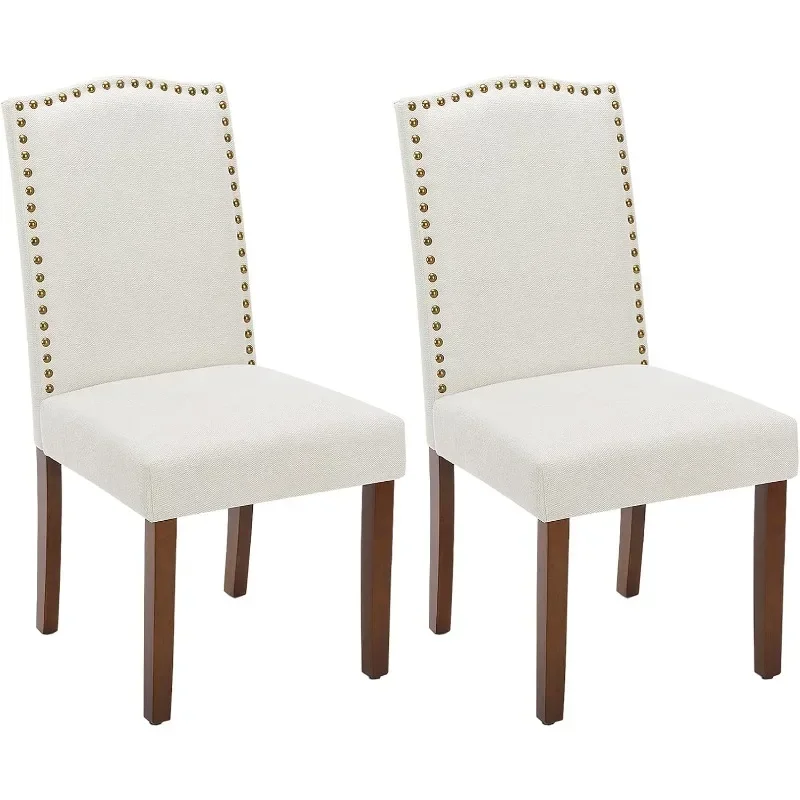 

DUMOS Dining Chairs, Fabric Dining Room Chairs, Upholstered Parsons Chairs with Nailhead Trim and Wood Legs