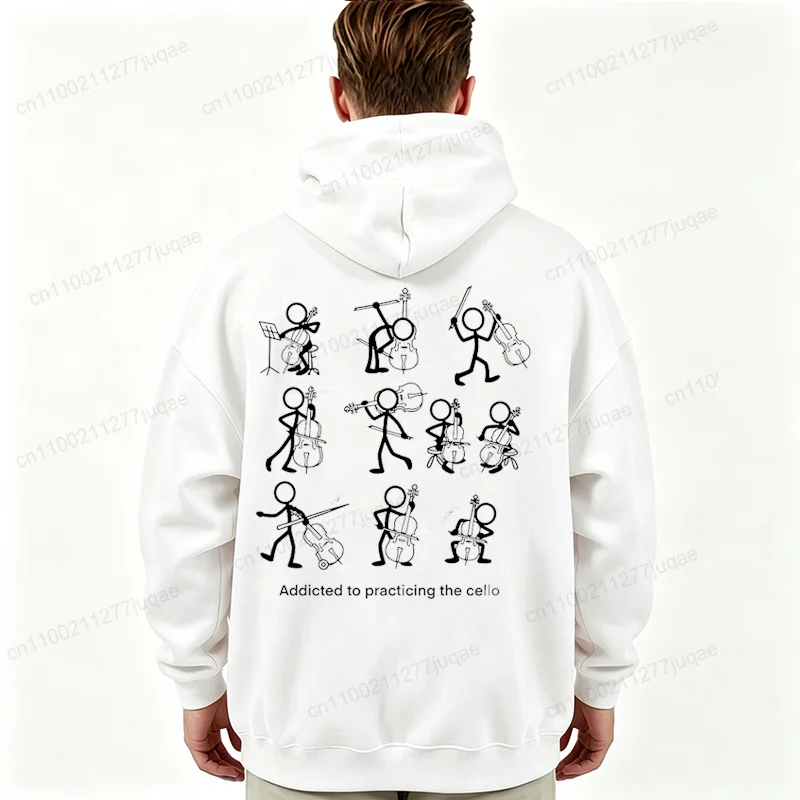 Funny Cello Player Gift Hoodie Oversized Pullover Sweatshirt Shirts Musician Gift Classical Music Lover Streetwear Hooded Tops