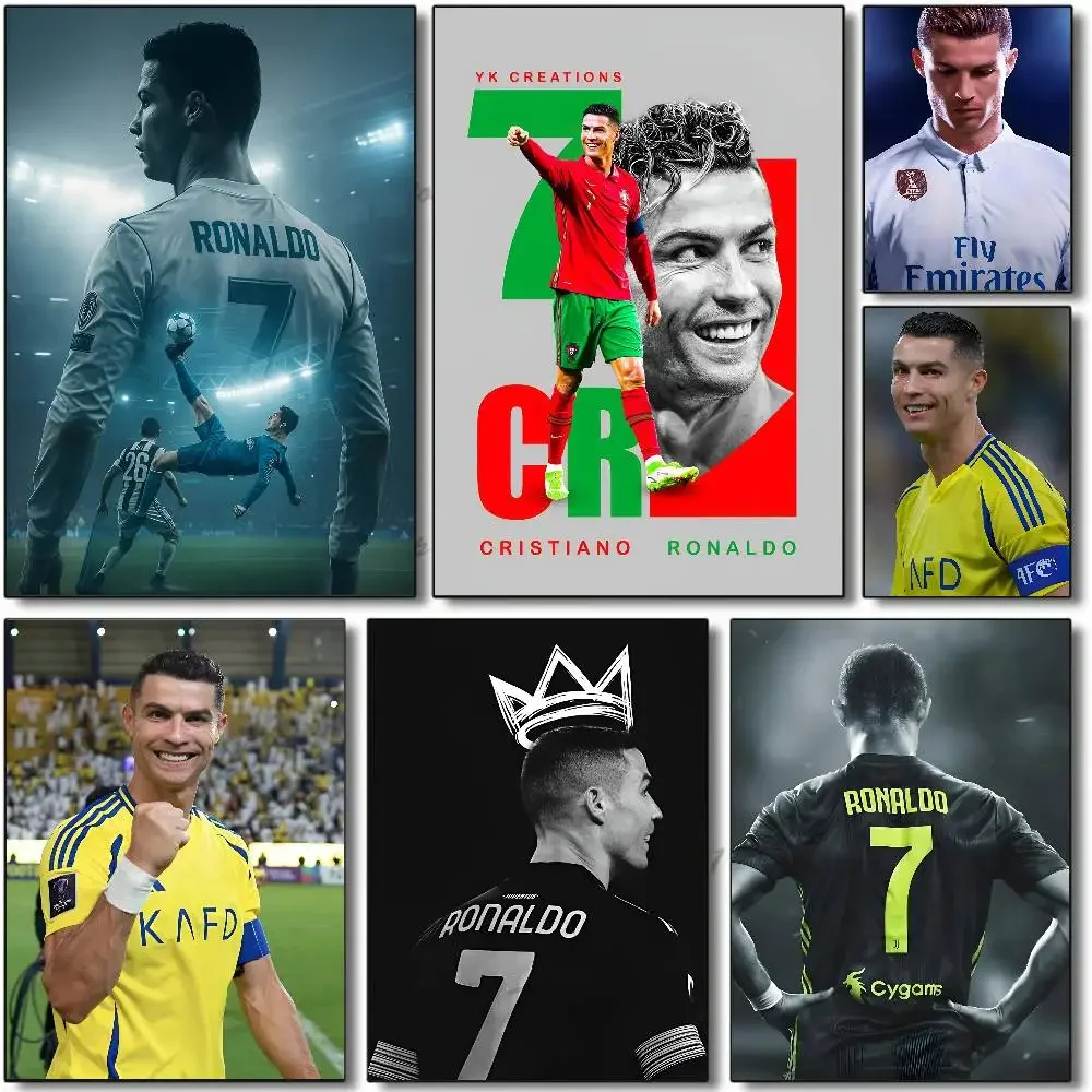 Football Star C-CR7 R-Ronaldo Poster Self-adhesive Art Room Entrance Restaurant Wall Decor Art Painting