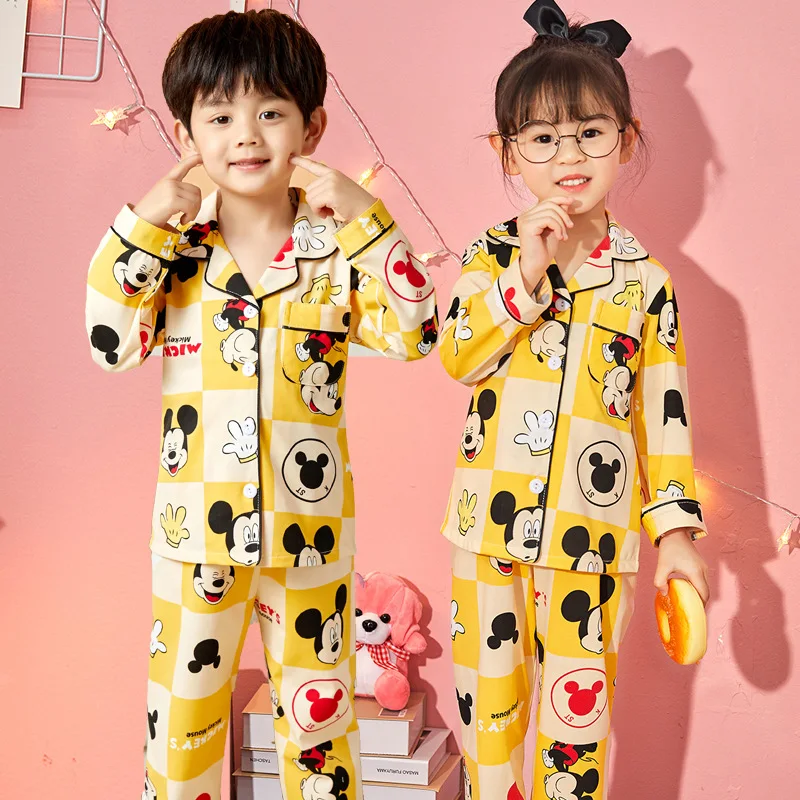 Children's Mickey Pajamas Set Sleepwear Pijama Suit Boys Girls Sleep Two Piece Set Autumn Kids Loungewear