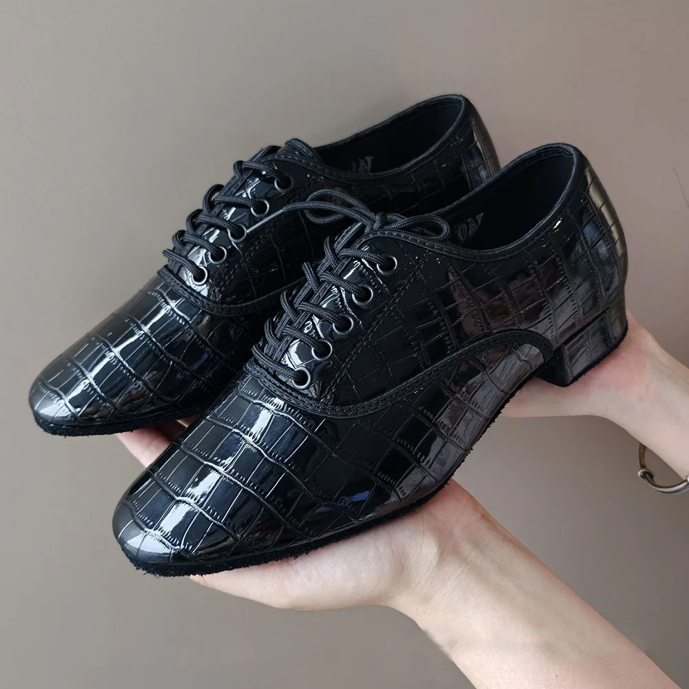 Soft Leather Waltz Shoes Men Modern Tango Social Ballroom Dance Shoes Suede Fur Sole Male Leather Jazz Latin Shoes Large Size 46