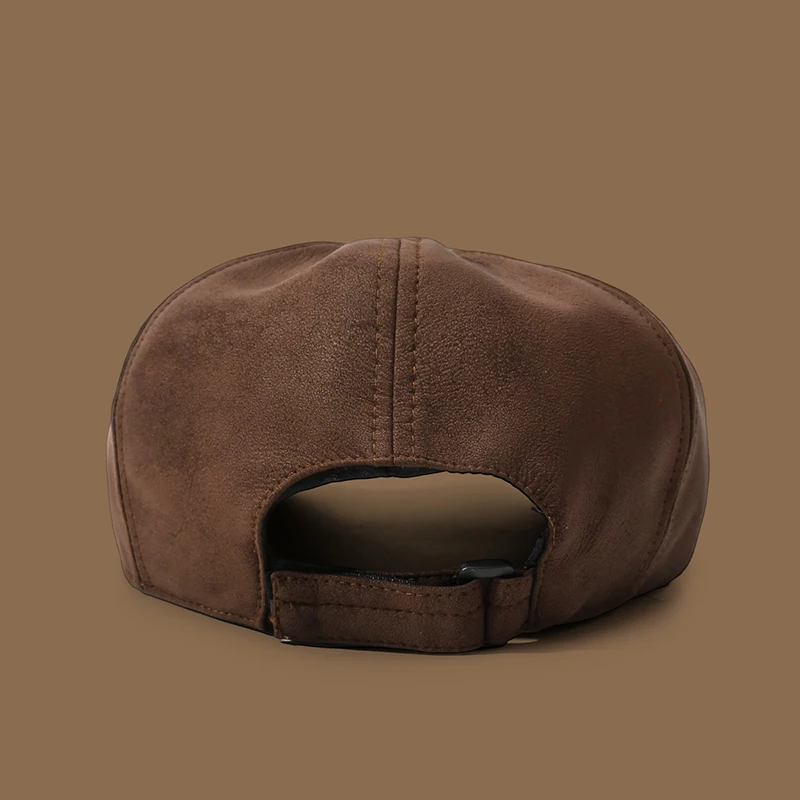 Vintage Faux‑Suede Retro Newsboy Beret Hat, Adjustable Peaked Ivy Cap, Casual Outdoor Driving Hat for Autumn and Winter