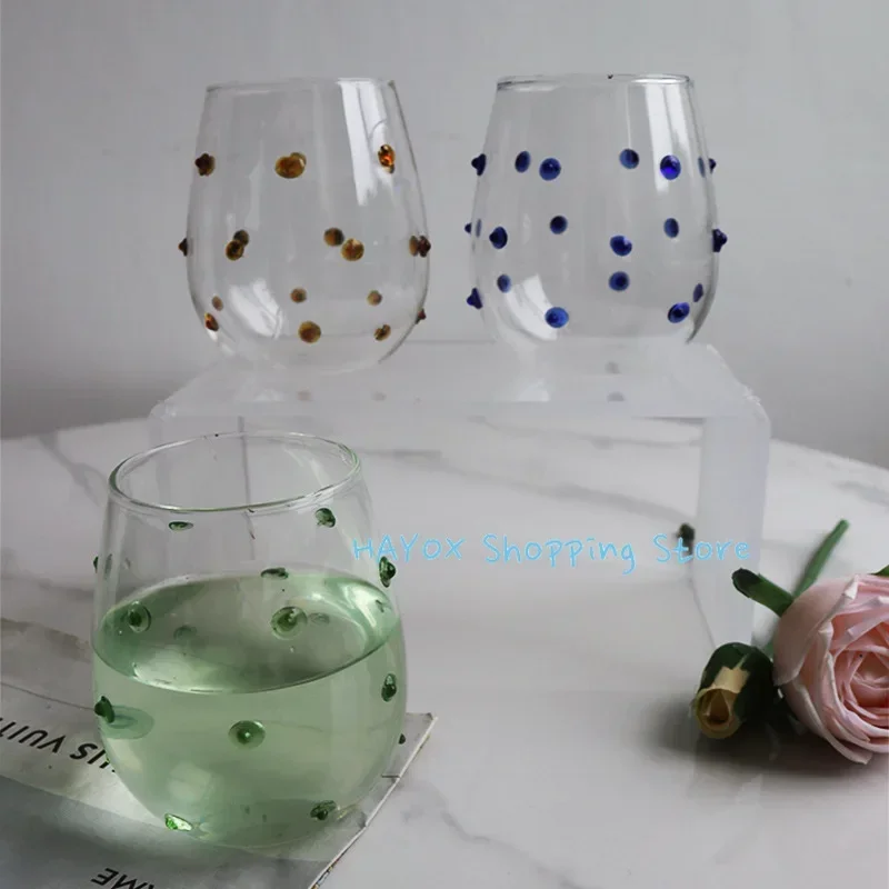 Irregular Dots Glass Design Mug Featured Mugs Tactile Wave Dots Milk Mugs Creative Decor Glass Cup Coffee Mug Cute Tumbler