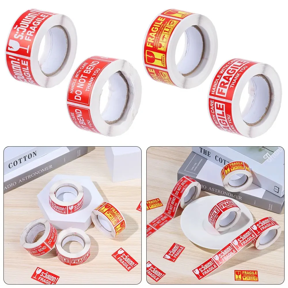 Fragile Stickers Permanent Adhesive 3x2 Inch - 1000 Packing Warning Labels 2 Rolls Handle with Care