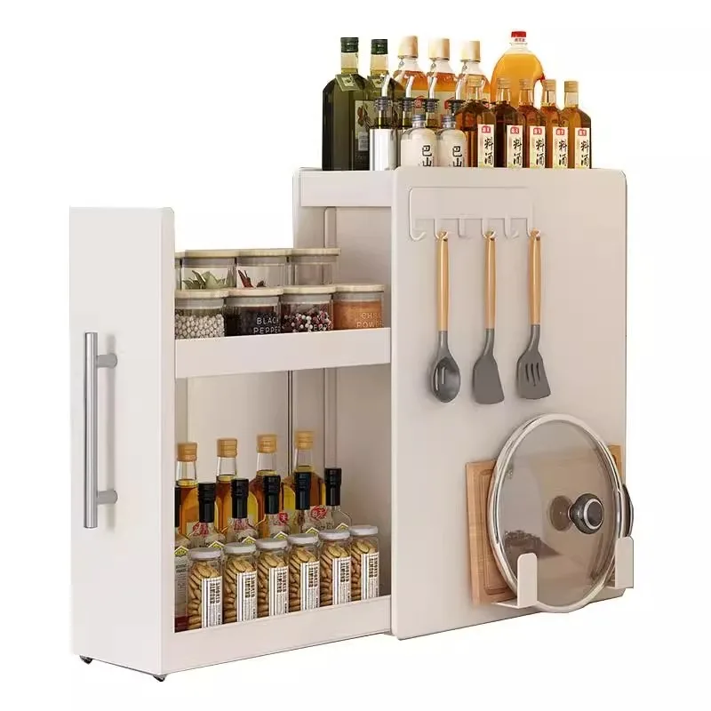 Kitchen shelf Countertop pull-out multi-layer multi-functional household condiment material narrow storage rack
