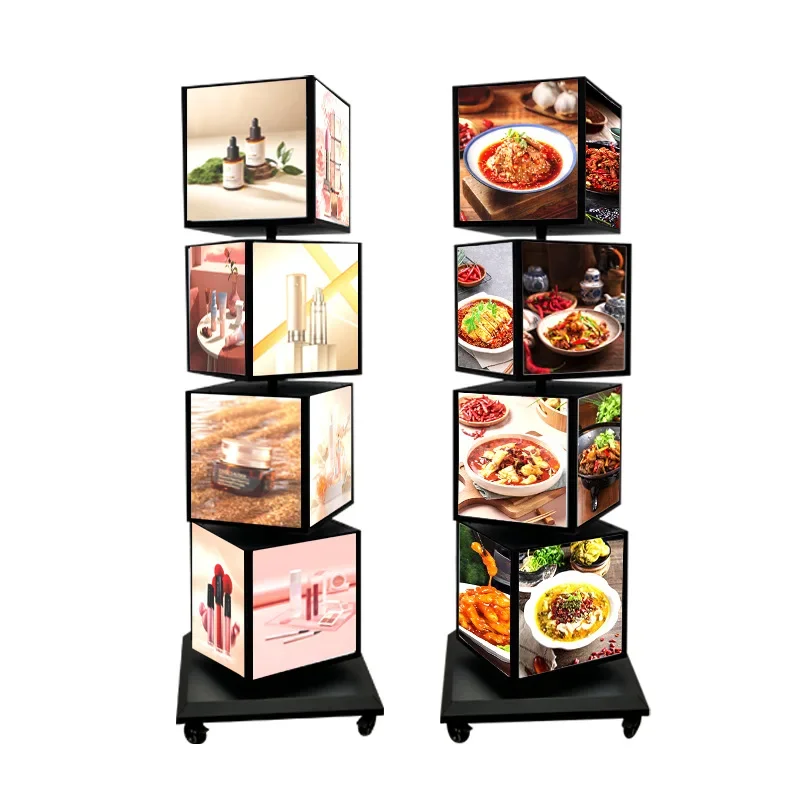 Multi-layer rotating light box billboard, movable waterproof and windproof four-layer combination, luminous signboard