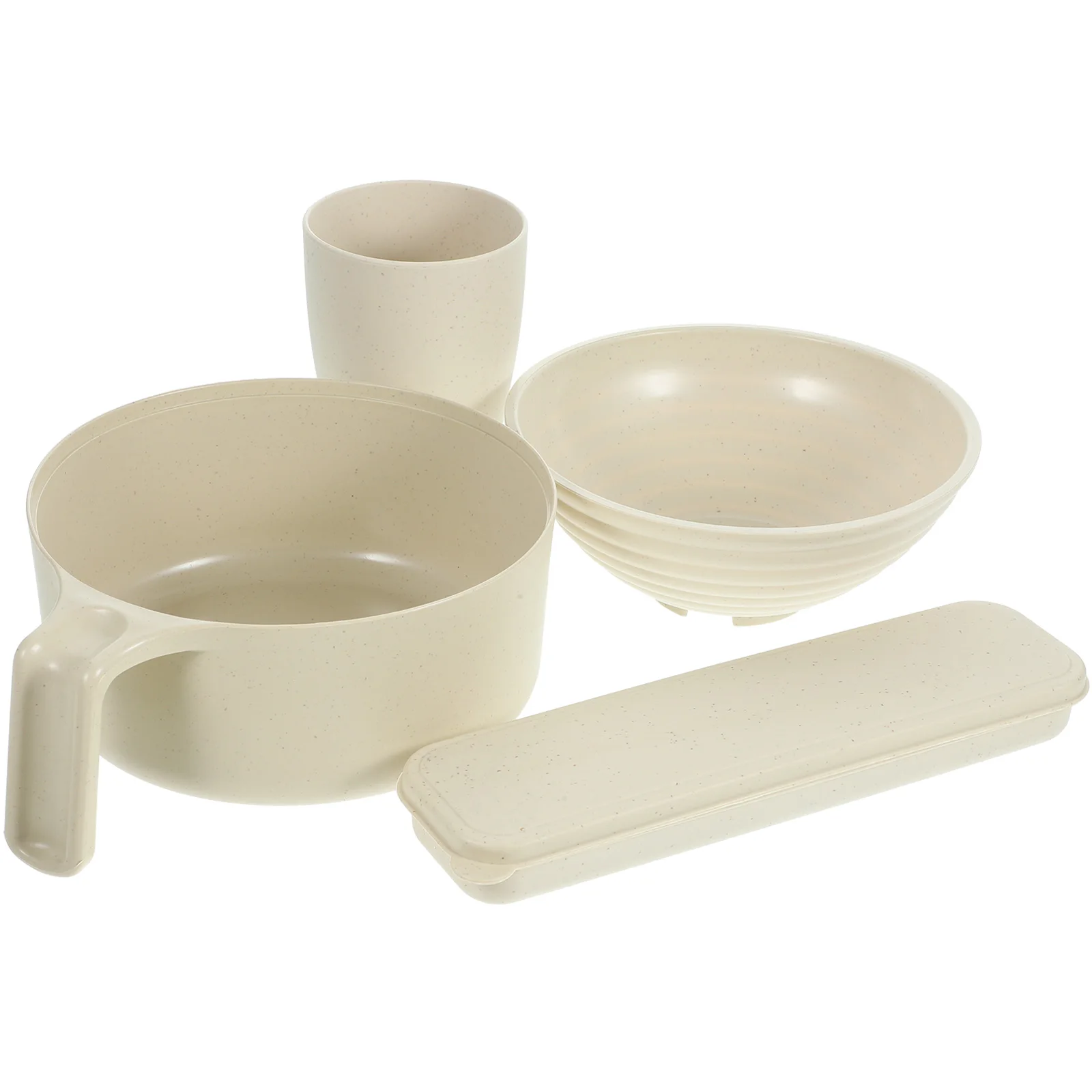 

1Set Wheat Straw Bowl Instant Noodle Bowl for Ramen Soup Salad Rice with Lid Cutlery Kitchen Gadgets Lunch Holder