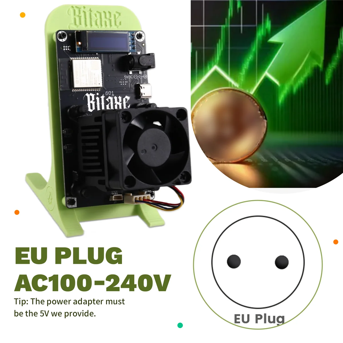 뉴텍 감마 601 솔로 마이너 1.2TH/S 18-22W 비트코인 암호화폐 BTC 마이너 BM1370 ASIC 칩 (앤트마이너 S21 Pro EU 플러그)