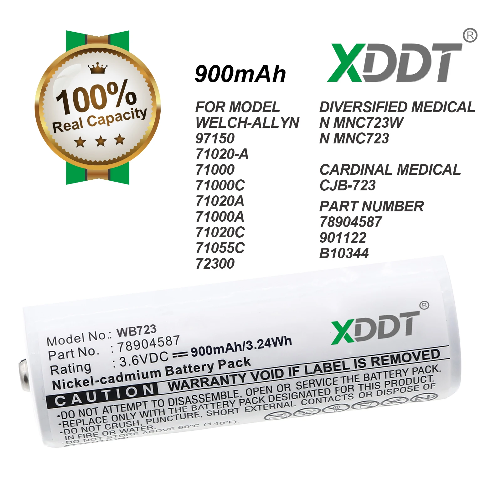 

Аккумулятор 900 мАч для Welch-Allyn 97150 71020-A 71000 71000C 71020A 71000A 71020C 71055C 72300 78904587 901122 B10344 N MNC723W