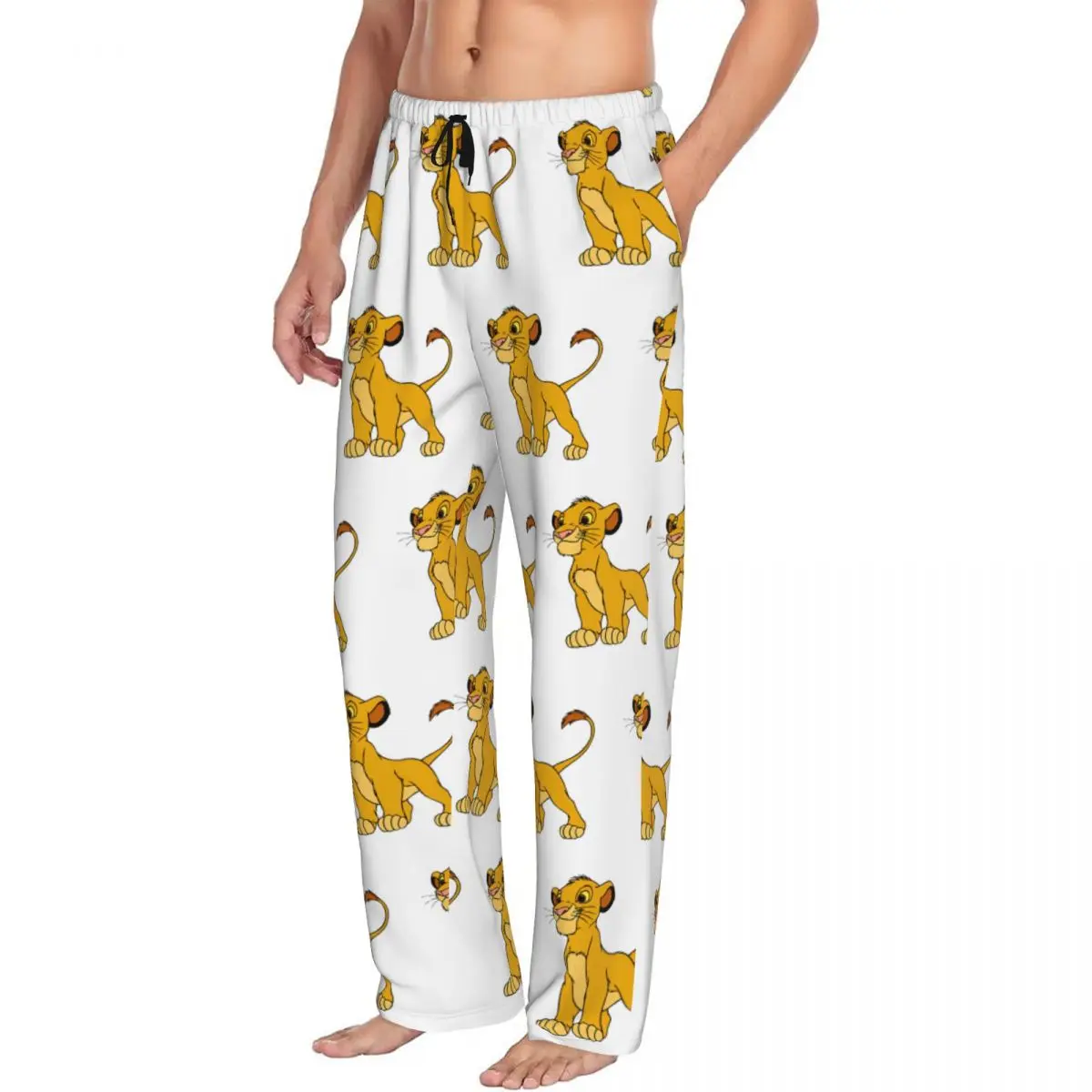 Custom Babe Lion Pajama Pants Men Sleepwear Sleep Lounge Bottoms with Pockets