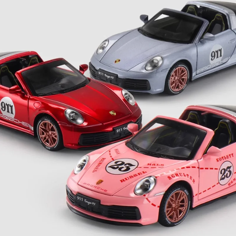 NEWAO TOYS Maßstab 1:32 911 TARGA 4S Cabrio Dreitürige Legierung Simulation Rennwagen Modell Junge Geschenk Spielzeug