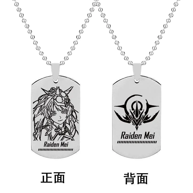 Honkai Impact 3 Necklace for Women Yae Sakura Necklaces Man Trend Silver Color Kiana Kaslana Titanium Fashion Couples Party Gift