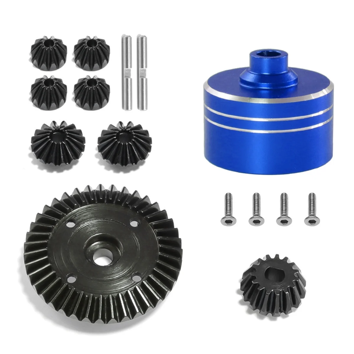 For TAMIYA XV02 TT02 TT02B 1/10 RC Car Upgrade Parts Differential Teeth Shell +Ring Gear & Bevel Gear Kit Blue