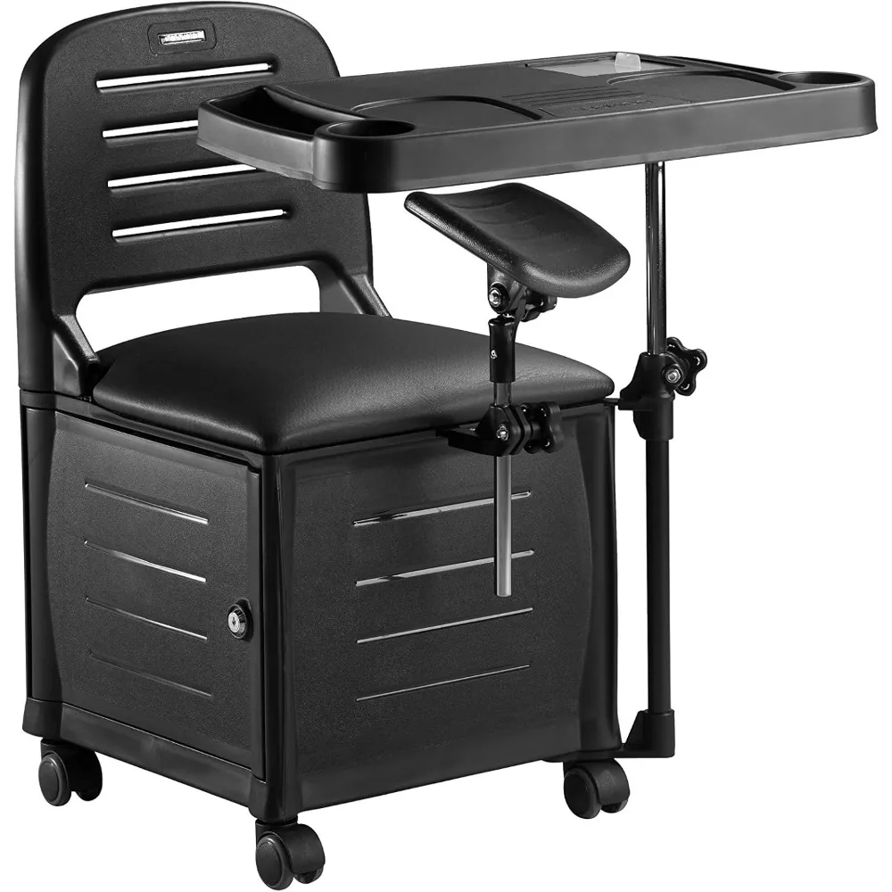 Manicure Chair Veneza | Portable Nail Table for Nail Tech Desk | Removable Nail Table with Organizer and Footrest for Pedicura