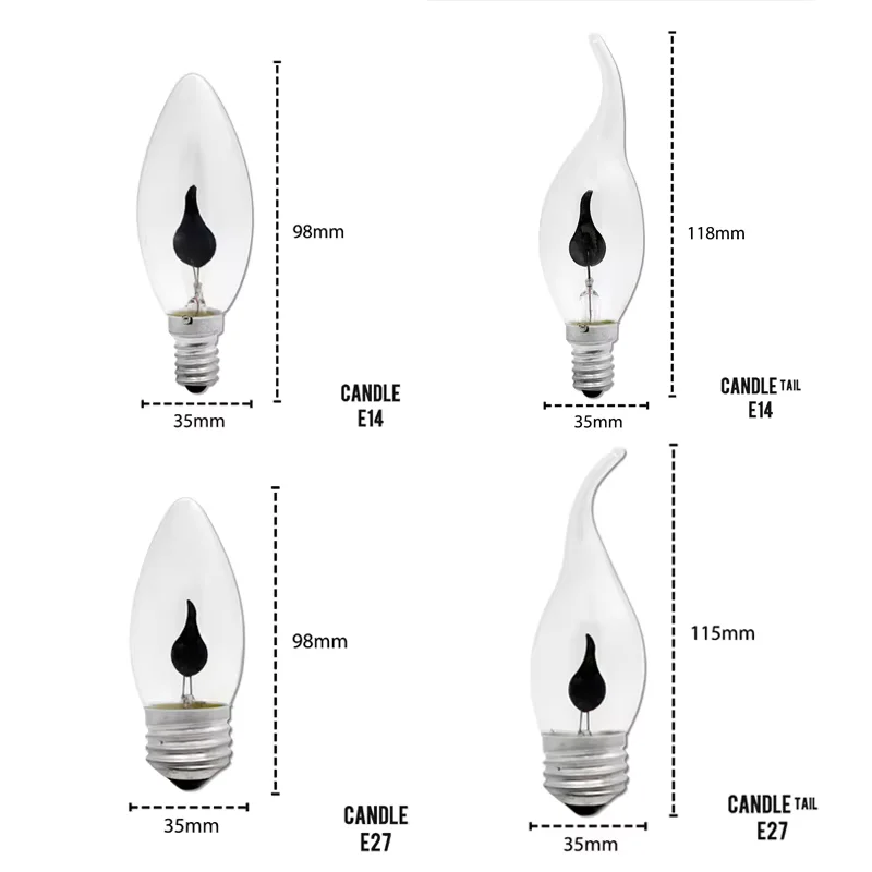 4PCS LED E14 E27 Edison Bulb Candle Light Bulb Flame Effect Bulb AC220V Decor Lighting Ampoule Candle Bulb Bedside Lamp