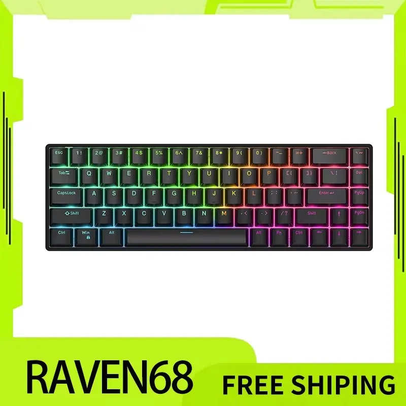 wolf Raven68 Bedraad mechanisch toetsenbord met magnetische as 8k Fast Trigger RGB-achtergrondverlichting E-Sports Gaming Aangepast toetsenbord