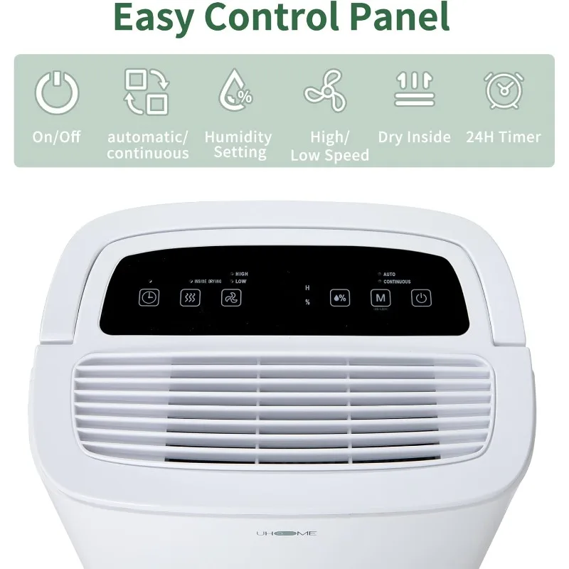 Uhome 120 Pints مزيل الرطوبة مع خرطوم الصرف - 6000 مربع. مزيل الرطوبة الهادئ للمنزل والطابق السفلي والتخزين والغرف الكبيرة
