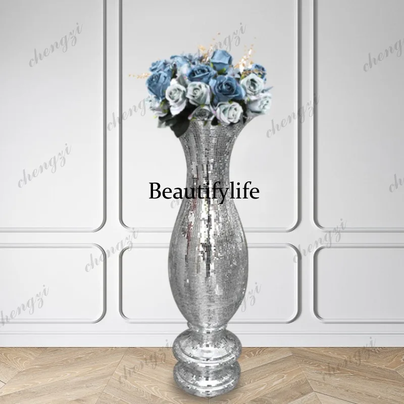 A95 new thin glass simulated flower vase hotel shopping mall clubhouse decorative ornament hydrangea flower device
