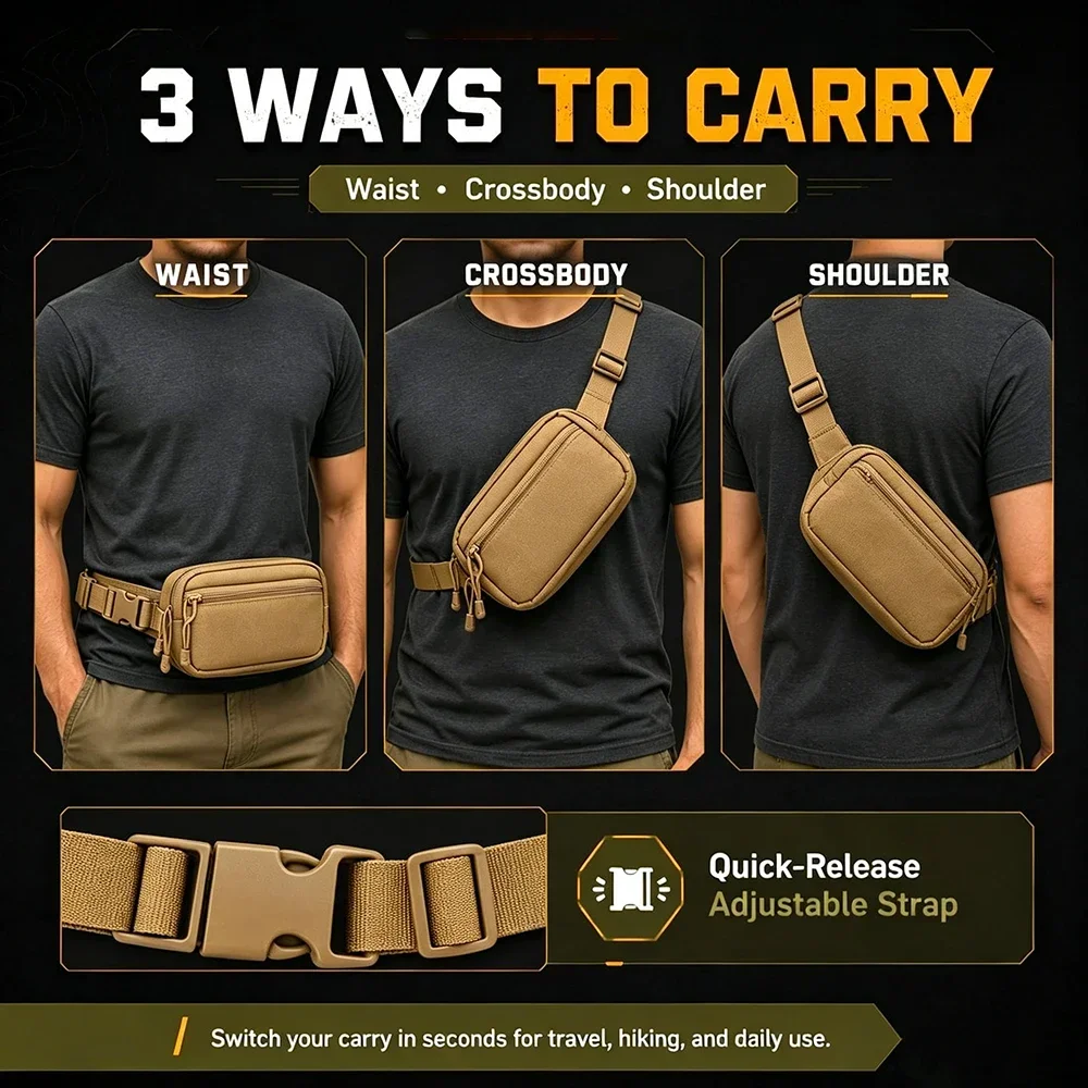 Verdeckte Hüfttasche mit Pistolenfach, taktische Gürteltasche für Herren, Diebstahlschutz, versteckte Waffentasche, 1000D-Nylon, EDC-Hüfttasche. – Detail 9