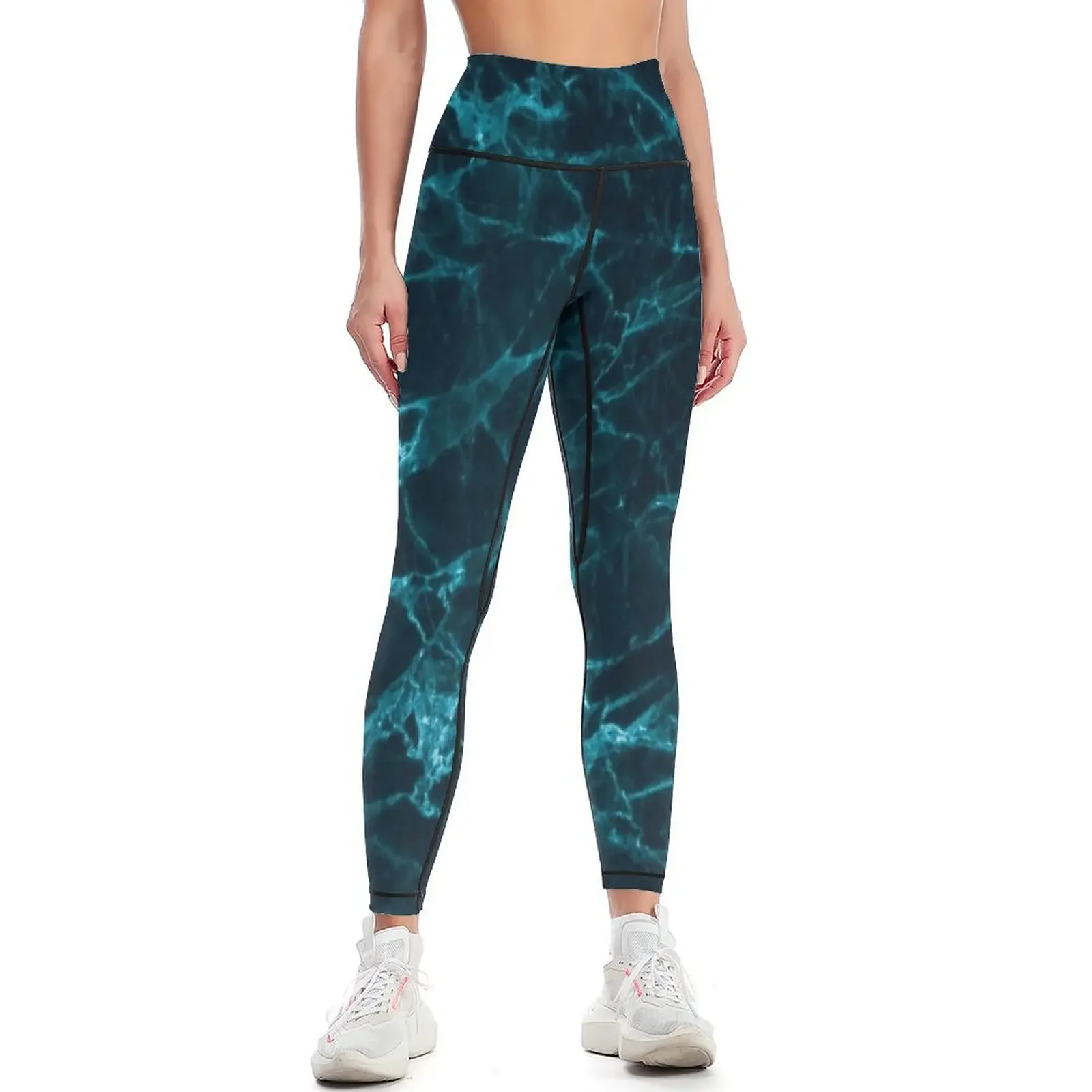 

Turquoise Waters Quartz Abstract Marble Leggings sportswear woman gym 2025 flared Fitness clothing trousers Womens Leggings