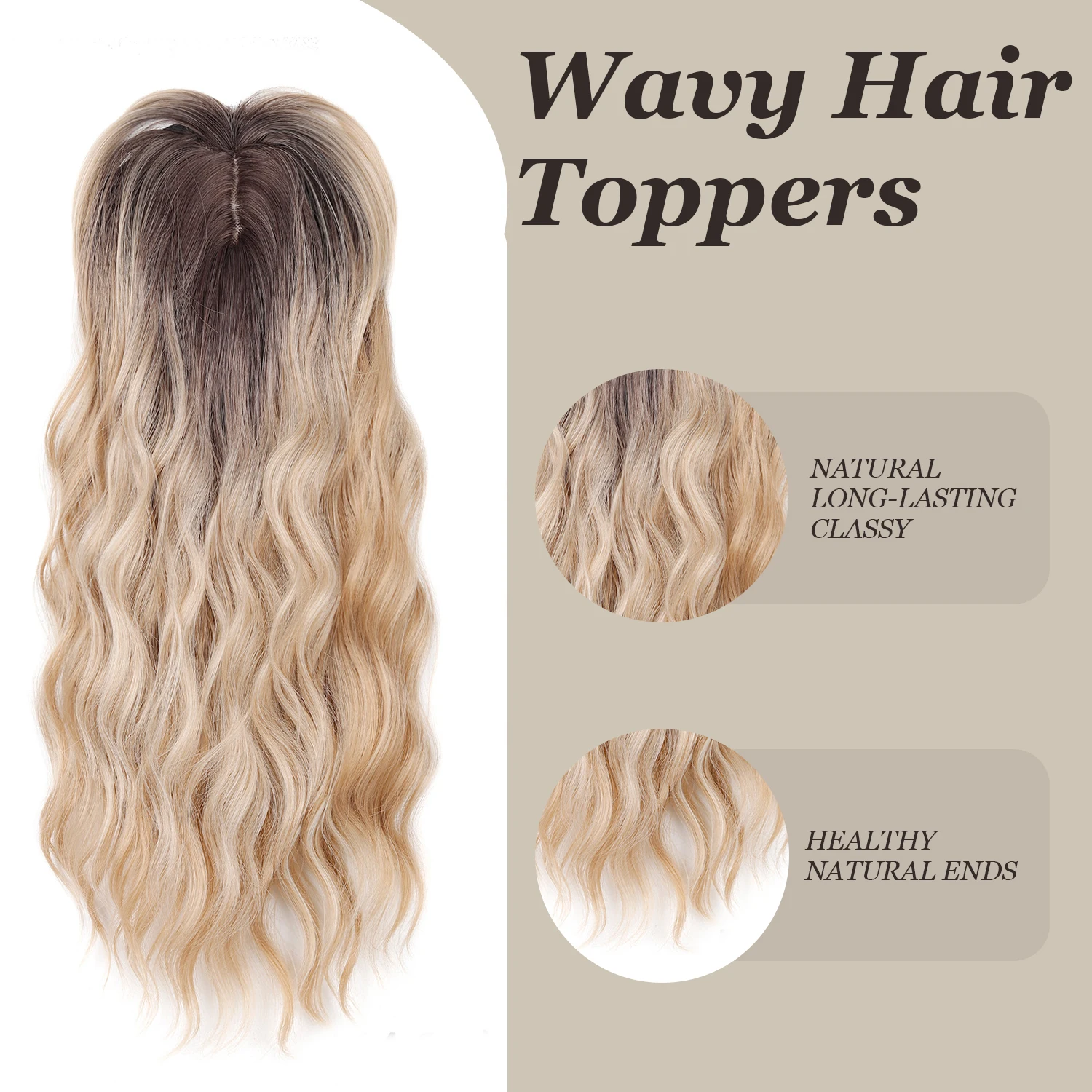 Long Wavy Synthetic Hair Topper Wiglet 18 Inch, Women Hair Pieces for Thinning Hair Hair Coverage