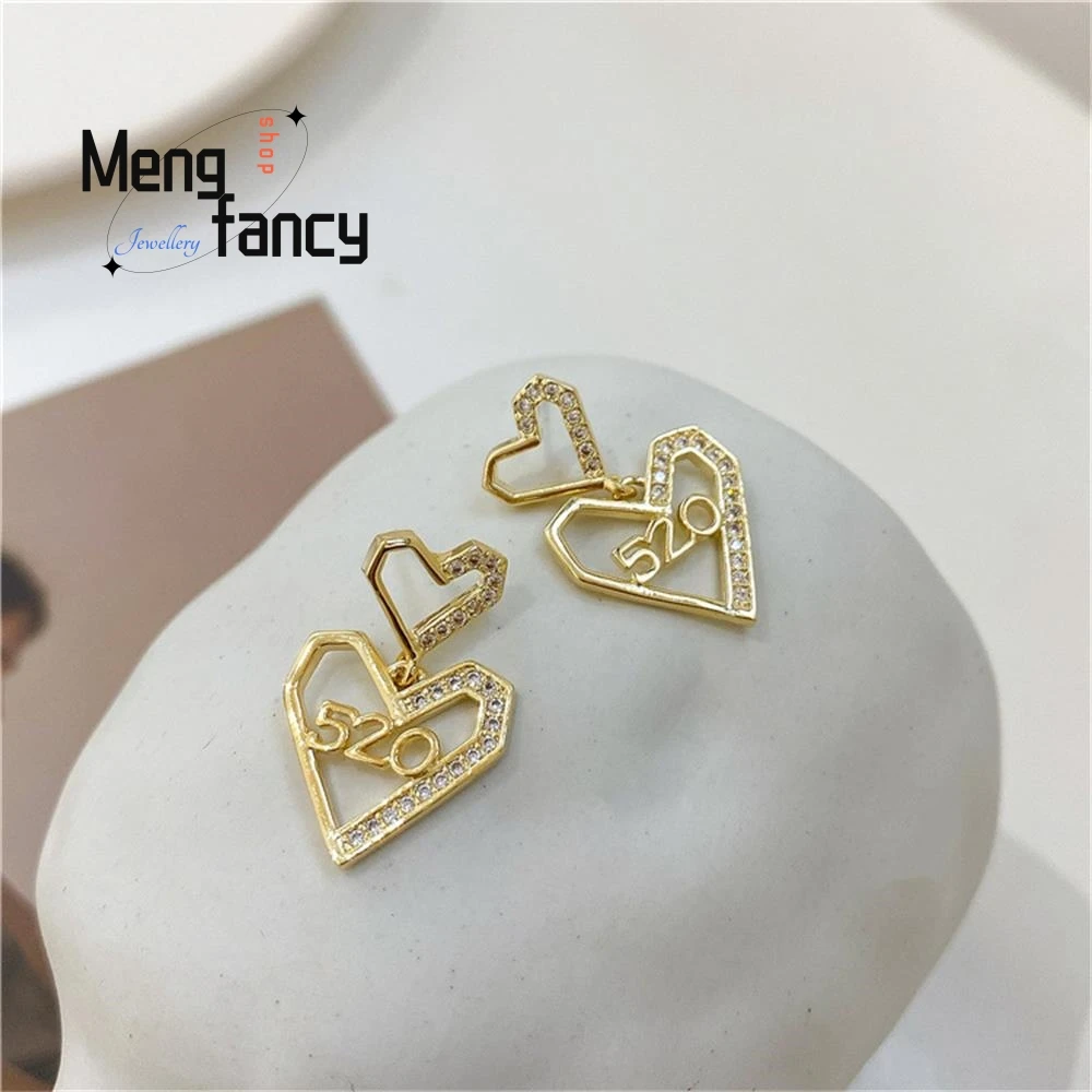 S925 Silver New Versatile Heart Earrings Retro Simple Exquisite Sexy Young Girls Personalized Fashion Fine Jewelry Holiday Gifts