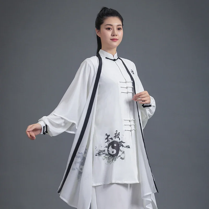 Tai Chi Clothes Martial Art Uniform Wushu Clothing Kung Fu Dress Women And Men Unisex Gradient Kun Master 2024 New Style White