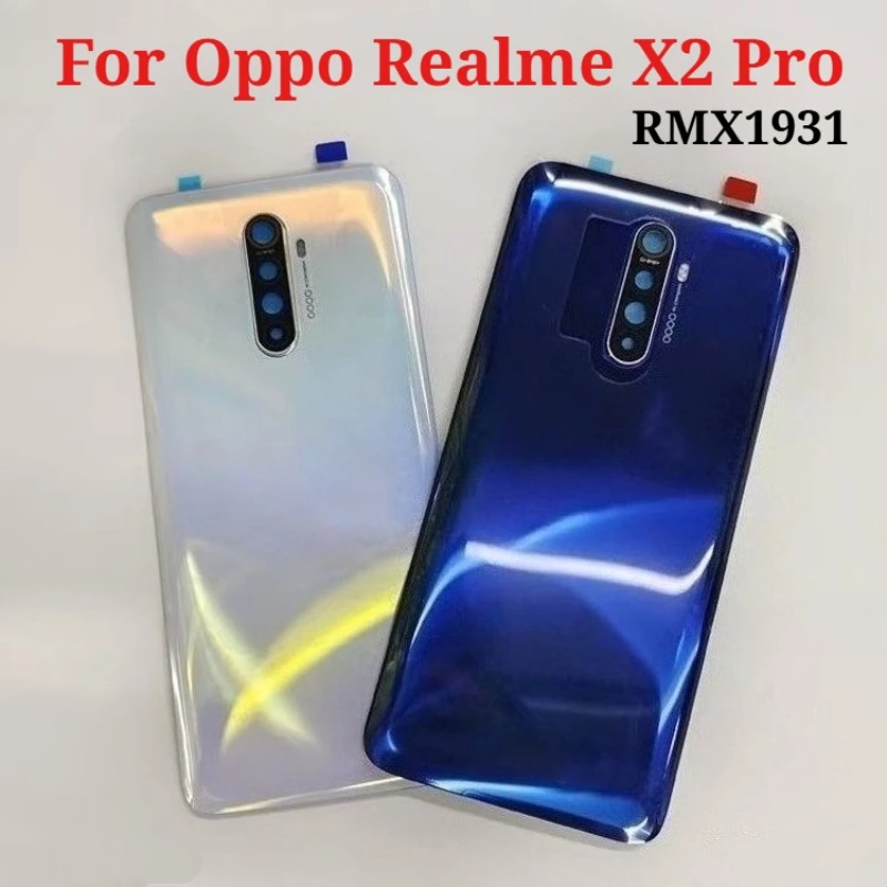New Back Glass For Oppo Realme X2 Pro RMX1931 Back Battery Cover Rear Door Housing Case with Camera Lens