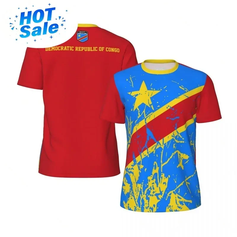 Democratic Republic of the Congo Football T Shirt Men 3D Printed T-shirt Fashion Short Sleeve Round Neck Tees Sports T Shirts