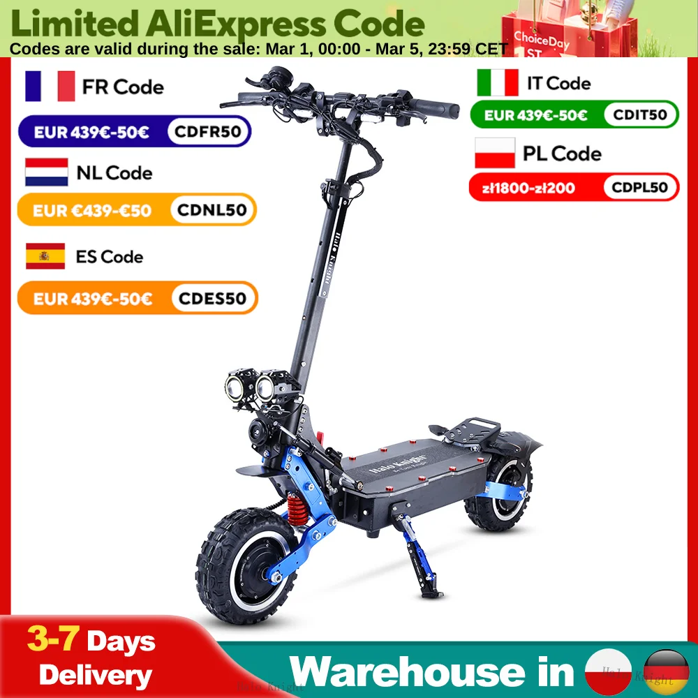 Halo Knight T108Pro Adult Electric Scooter 60V 6000W 38.4Ah Off Road Escooter 95km/h Fast Speed Foldable Top Powerful E Scooter