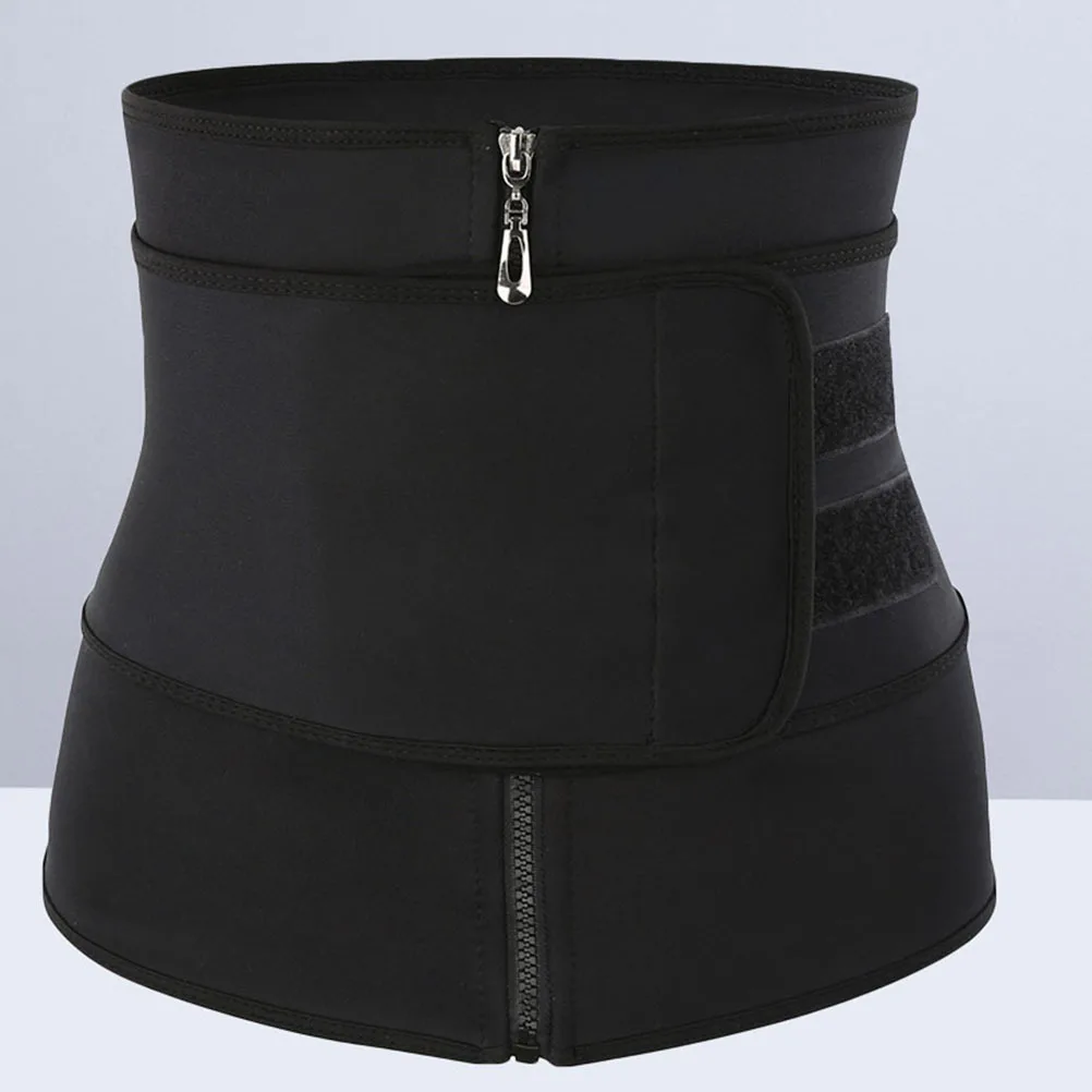 

2pcs Waist Trimmer Belt Women Size L Black Rosy Abdominal Sweat Fitness Belt With Back Support Full Coverage Tummy Control