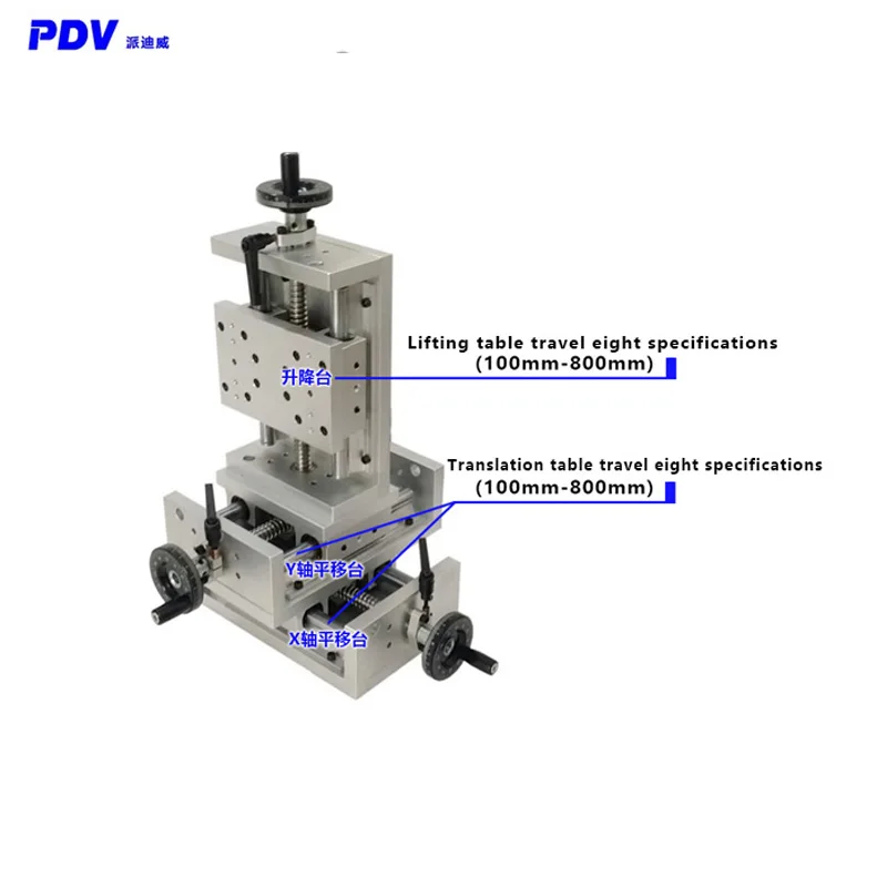 Manual Three Dimensional Displacement Stage PT110 Series Ball Screw Slide Stage Bearing 70kg