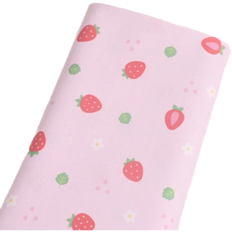 Tessuto semplice e sottile con simpatica stampa fragola, indumento fai da te fatto a mano, tessuto per cucire abiti, 100% cotone, CR-1474