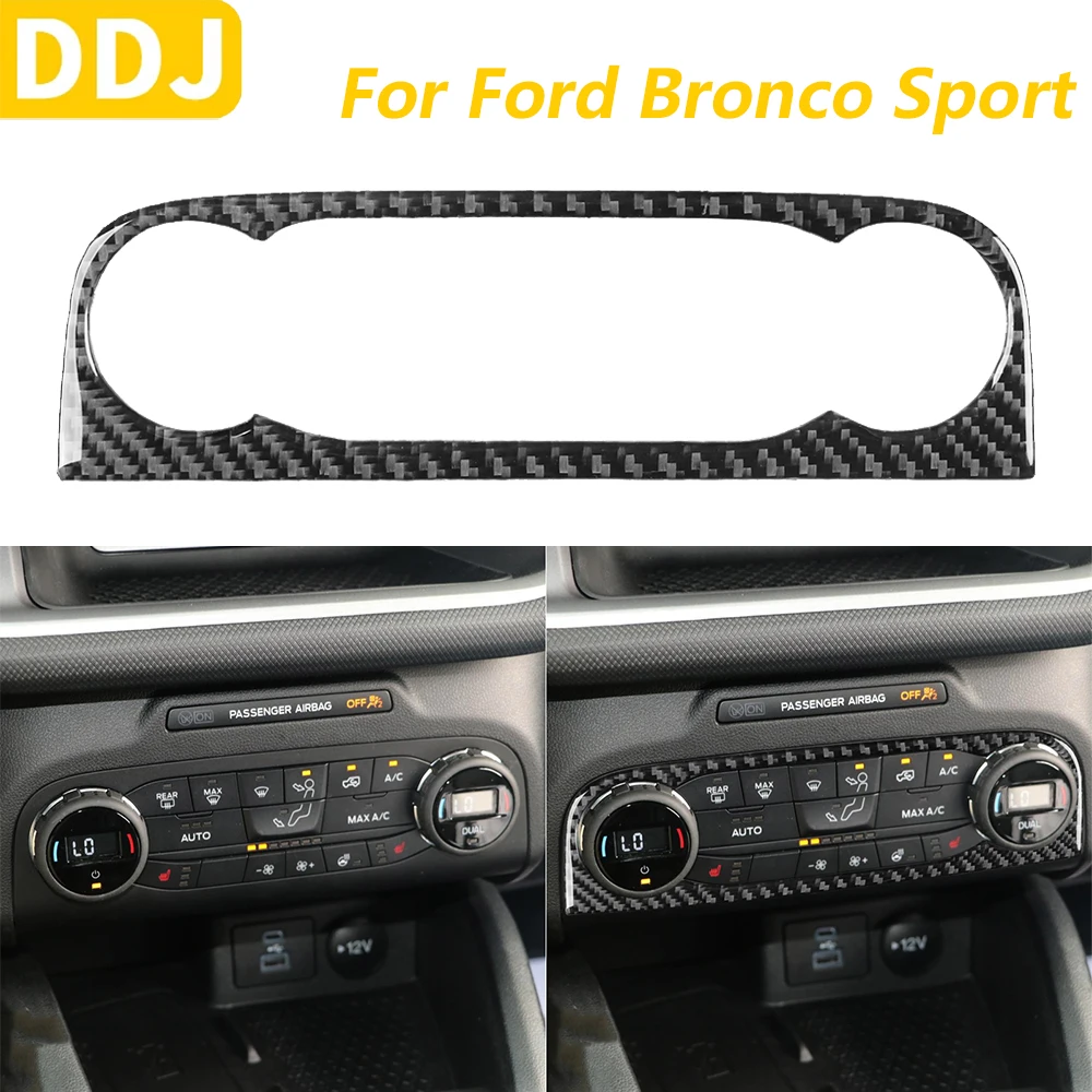 

For Ford Bronco Sport 2021-2024 Carbon Fiber Central Air Conditioning AC Control Panel Decorative Cover Car Accessories Sticker