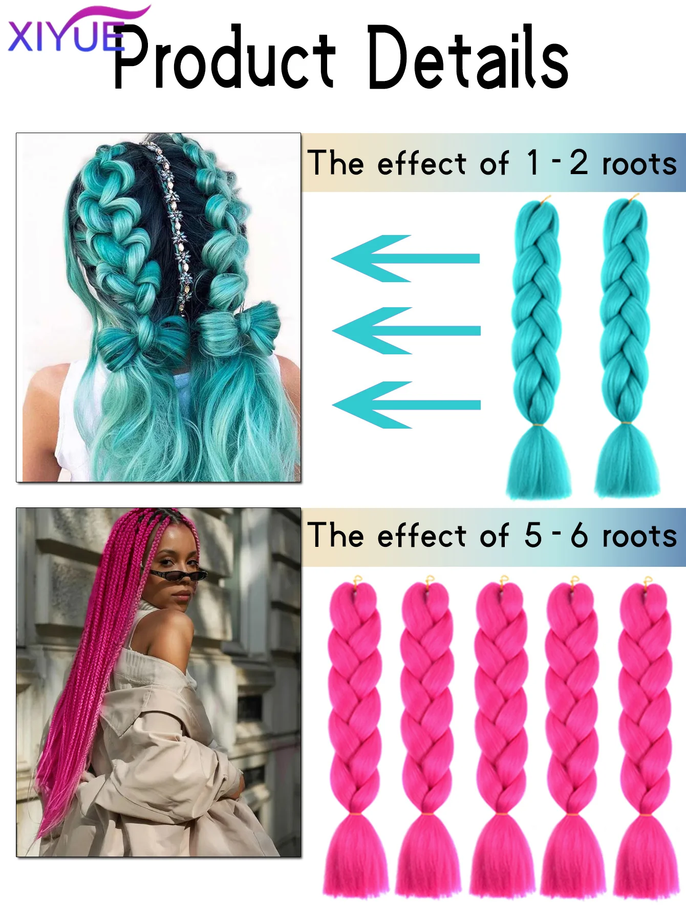 24 polegadas trança de cabelo sintético jumbo trança ombre jumbo extensão do cabelo para mulheres diy tranças de cabelo roxo rosa amarelo cinza lihu