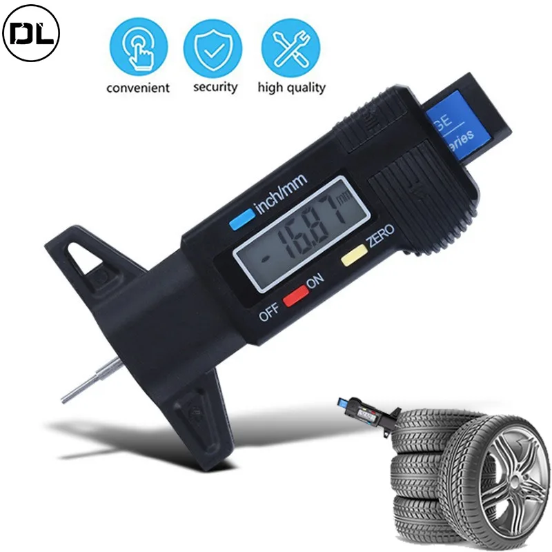 Digital Tread Depth Gauge For Car Tyre Tire Meter Thickness Gauges Automobile Tire Wear Detection Measuring Tools Depth Caliper