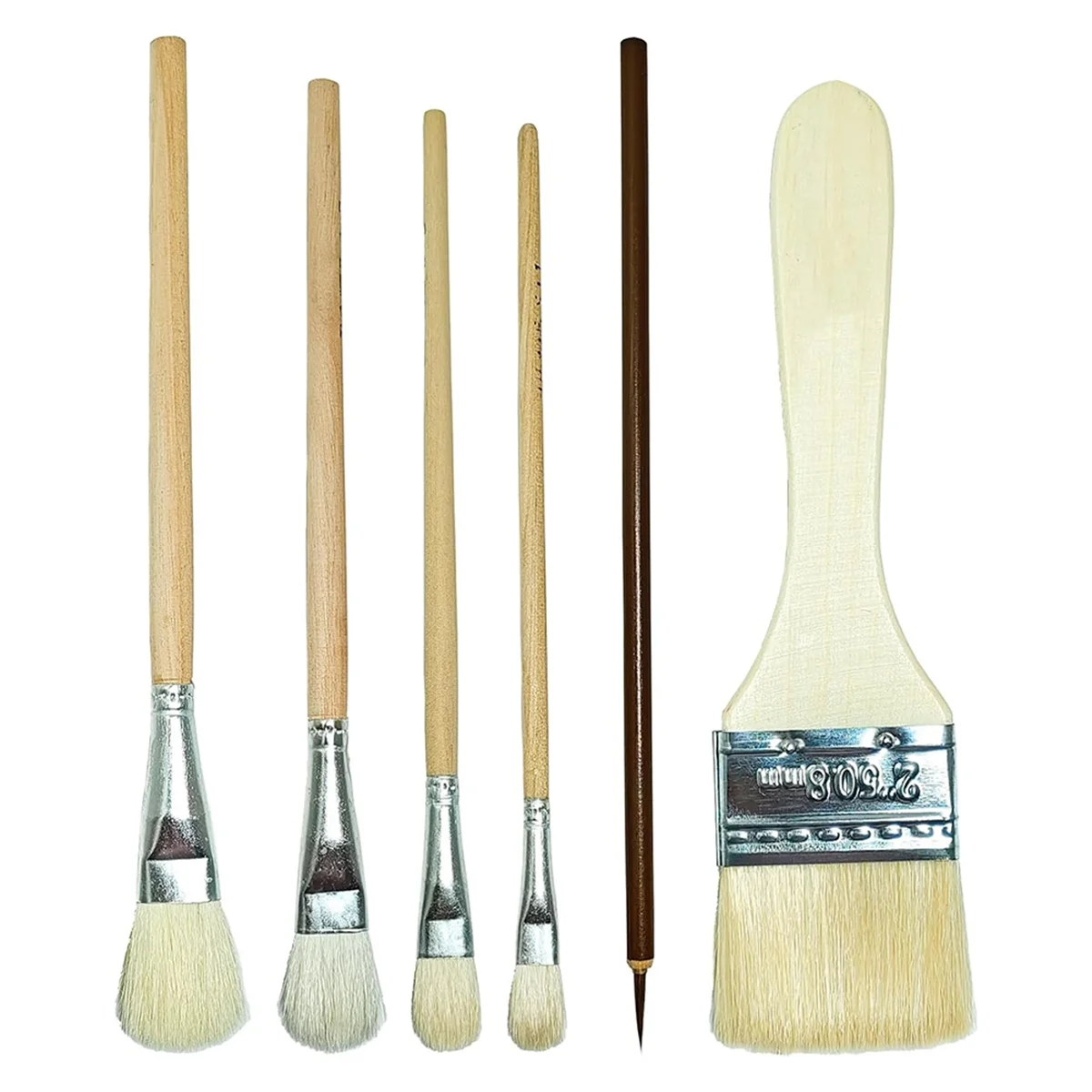 6 Pack Painting Brushes Pottery Glaze Brush Watercolor Wool Paint Brush Set Pottery Tools Suitable for Students, Adults