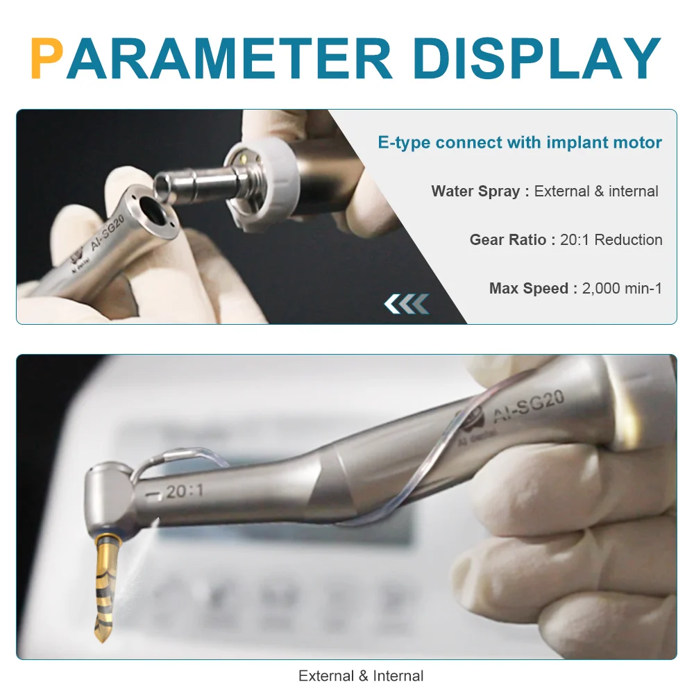 Dental implant handpiece AI-SG20 20:1 reduction speed double sealing system external and internal cooling Non-Optic hand piece