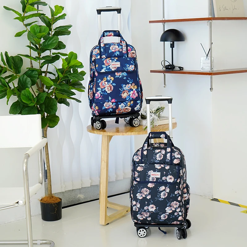 

Маленькая ручная сумка на колесиках, женская дорожная сумка большой вместимости, легкая складная сумка из бычьей ткани с ручкой для деловых поездок