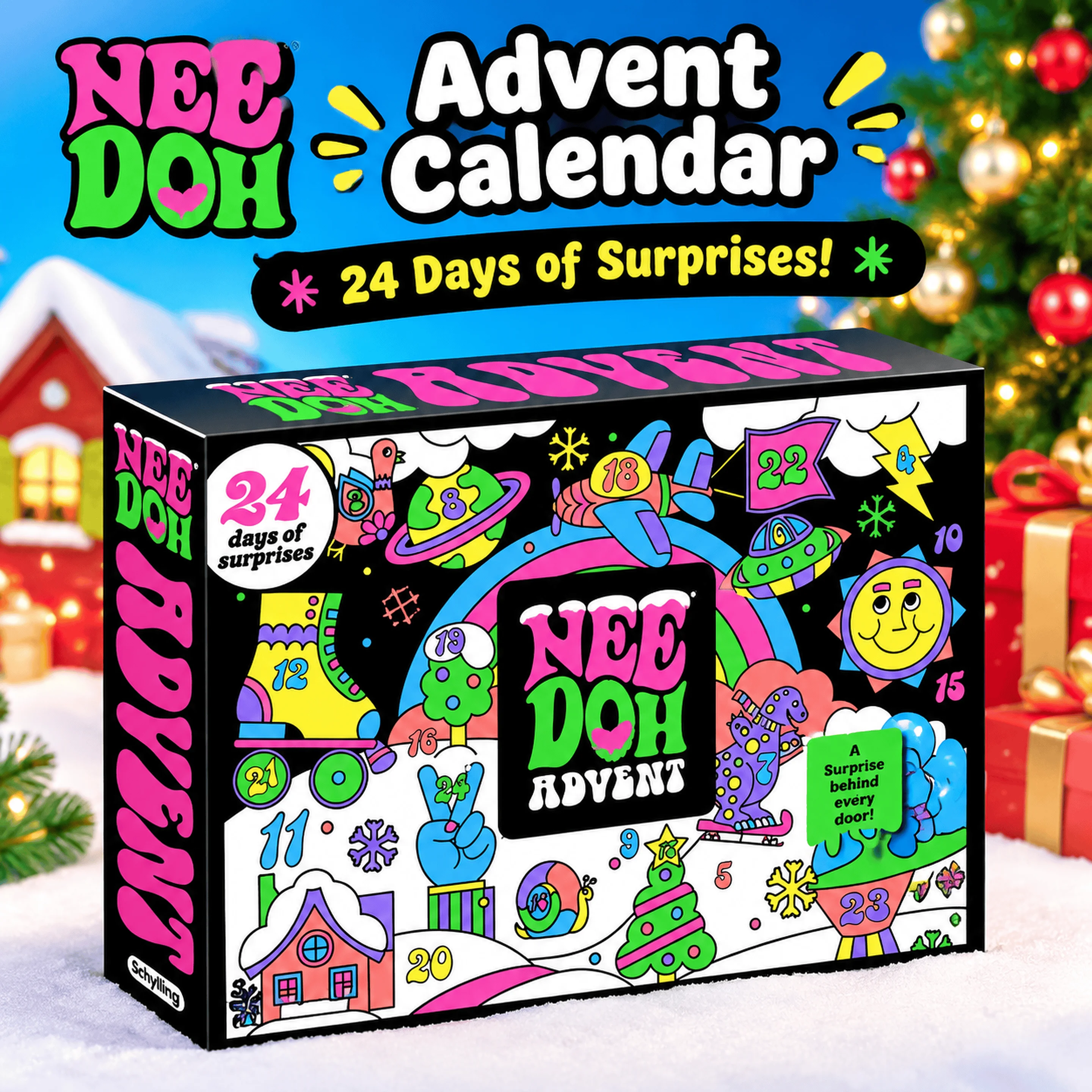 2026 NeeDoh 3D PVC Fidget Doll Advent Calendar Christmas Countdown Calendar Surprise Box Stress Relief Toy New Year Holiday Gift
