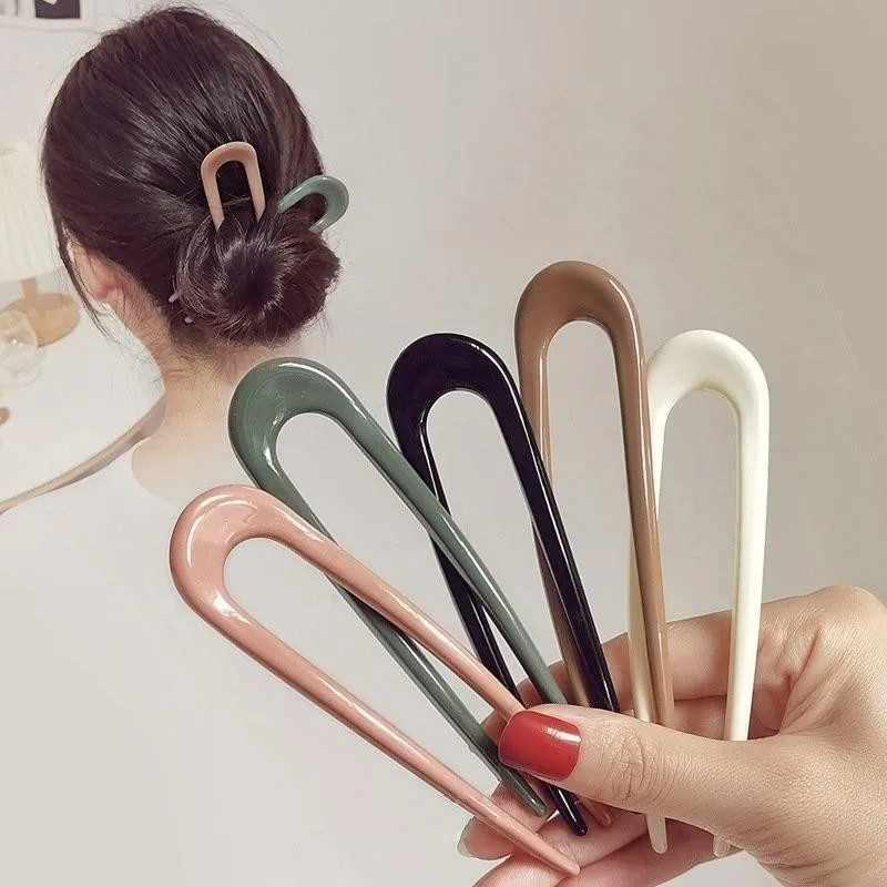 5pcs Women Elegant UShape Hair Fork Retro Chinese Style Hair Stick PremiumFeel Daily Commute Updo Hair Accessory