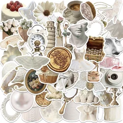 50PCS INS White Tender PVC Sticker DIY Aesthetic Decoration Scrapbooking Sketchbook Korean Stationery School Supplies for Kids
